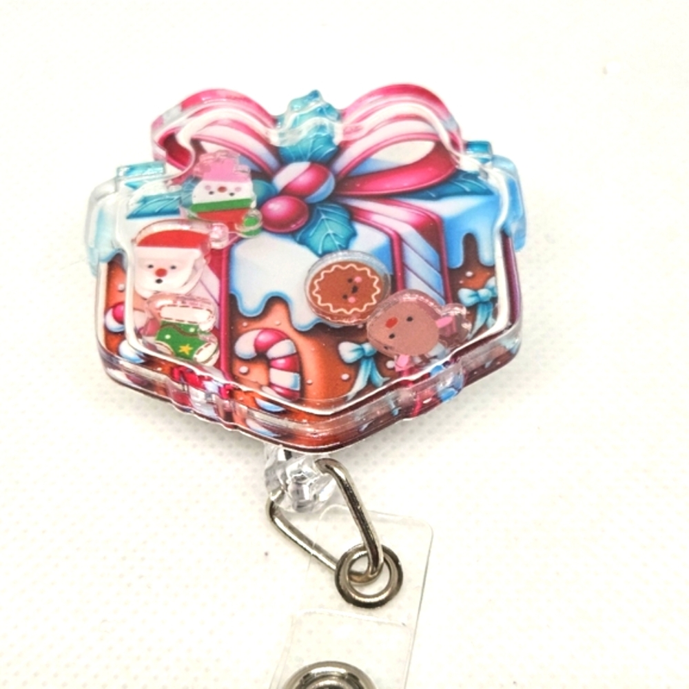 NWT Christmas Present Confetti Shaker With Charms Badge Reel Mix Or Match
